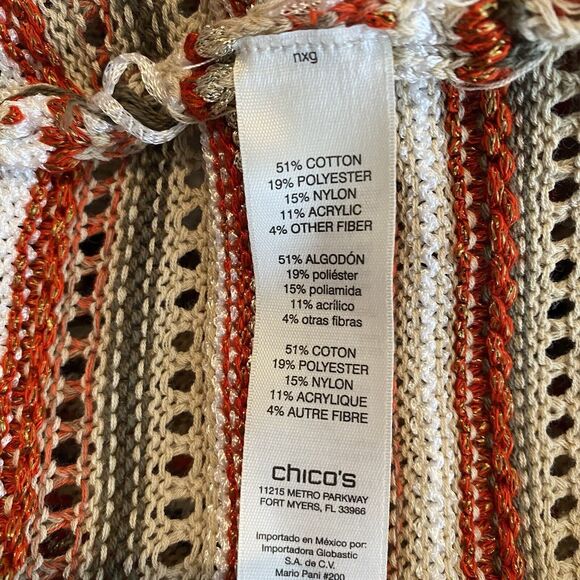 Chico's Sz 1 M Petite Crochet Knit Cardigan - Picture 15 of 15